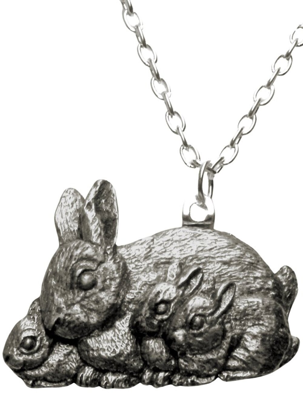 Pewter Rabbit Family Necklace 466